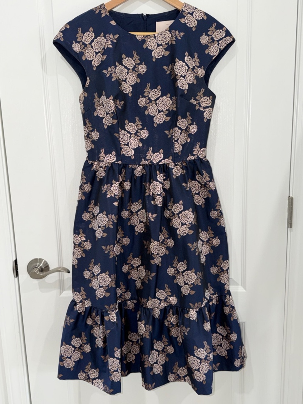 Gal Meets Glam Collection Jenny Wallpaper Rose Jacquard Fit and Flare Dress 2 - Picture 2 of 8